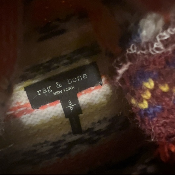 Rag & Bone Women’s  Distressed Hollis Fair-Isle High-Neck Wool BLD Sweater|Sz:S - Picture 11 of 16